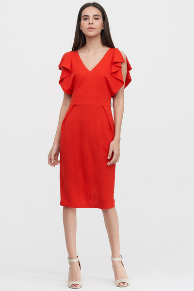 Платье красного цвета с рукавами-крылышками  – Natali Bolgar