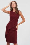 Платье-футляр бордового цвета с баской 1 - интернет-магазин Natali Bolgar