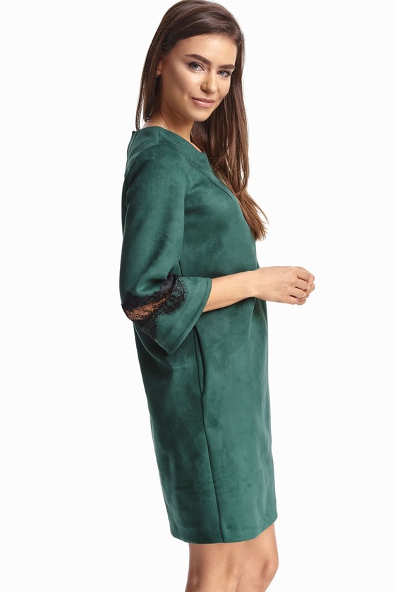 Зеленое платье с кружевными вставками 1 - интернет-магазин Natali Bolgar