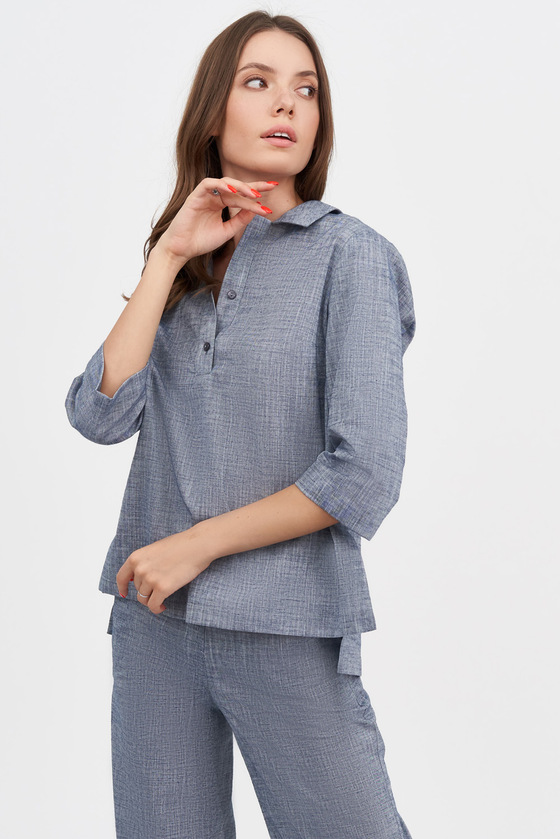 Льняная блуза серого цвета 2 - интернет-магазин Natali Bolgar