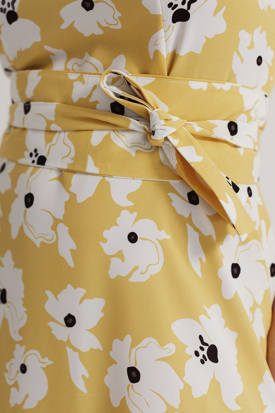 Желтое платье в пол с цветочным принтом 5 - интернет-магазин Natali Bolgar