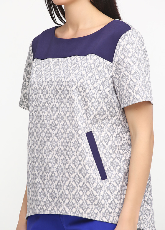 Блуза білого кольору з орнаментом 2 - интернет-магазин Natali Bolgar