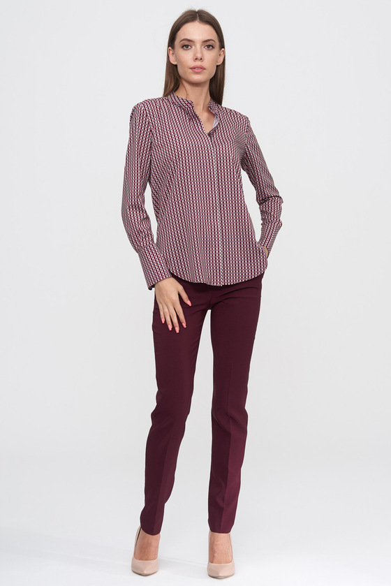 Блуза бордового цвета в геометрическом принте  3 - интернет-магазин Natali Bolgar