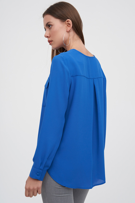 Шифоновая блуза синего цвета 1 - интернет-магазин Natali Bolgar