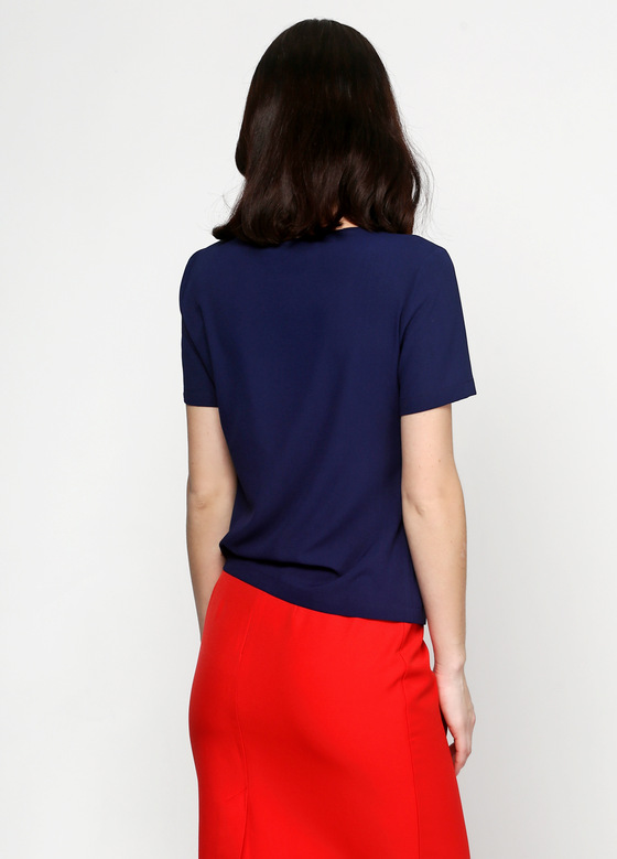 Однотонная блуза темно-синего цвета 1 - интернет-магазин Natali Bolgar