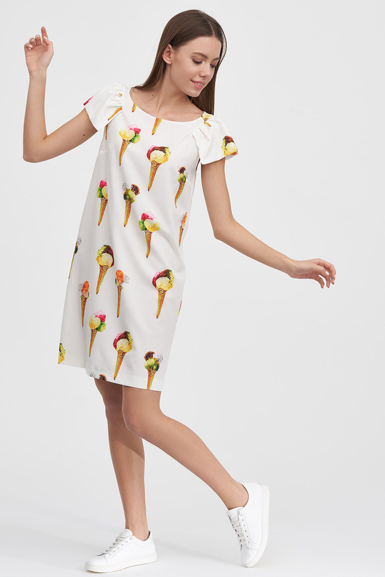 Прямое белое платье в принте 3 - интернет-магазин Natali Bolgar