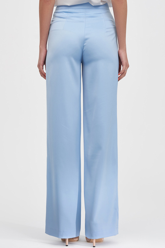 Широкі штани з атласу блакитного кольору 2 - интернет-магазин Natali Bolgar