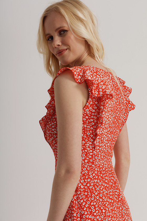 Длинное красное платье с цветочным принтом  4 - интернет-магазин Natali Bolgar