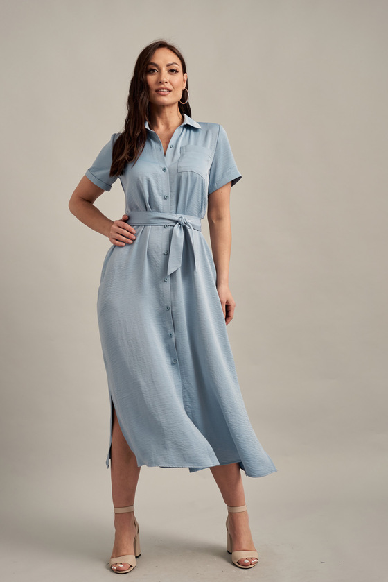 Длинное платье-рубашка голубого цвета 2 - интернет-магазин Natali Bolgar