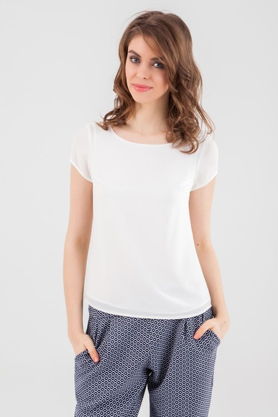 Белоснежная блуза с коротким рукавом  – Natali Bolgar