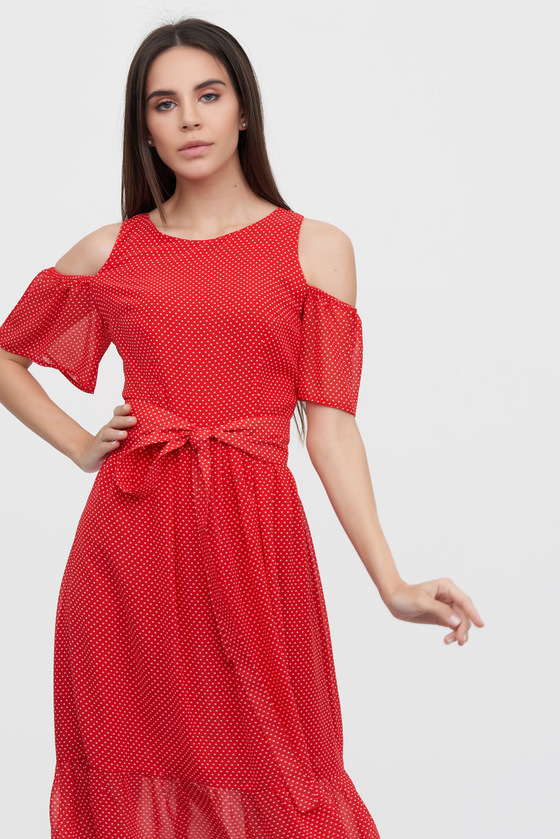 Платье красного цвета в мелкий горох 1 - интернет-магазин Natali Bolgar
