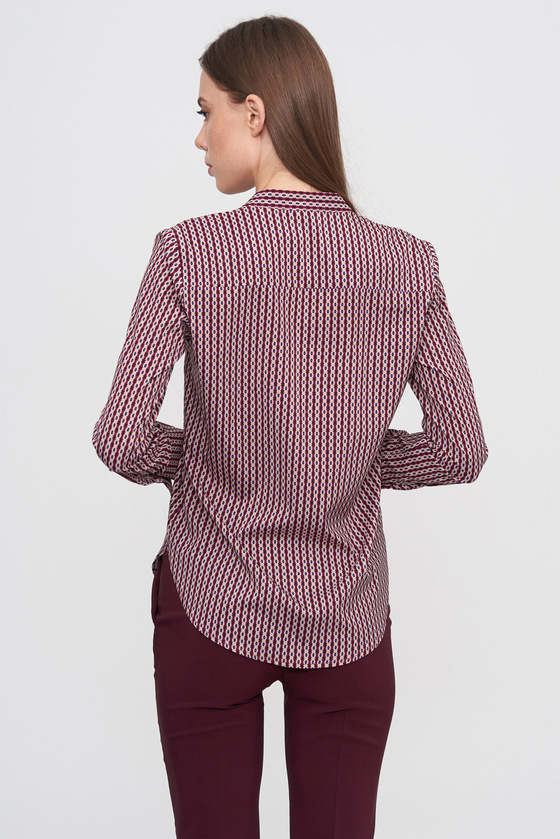Блуза бордового цвета в геометрическом принте  1 - интернет-магазин Natali Bolgar
