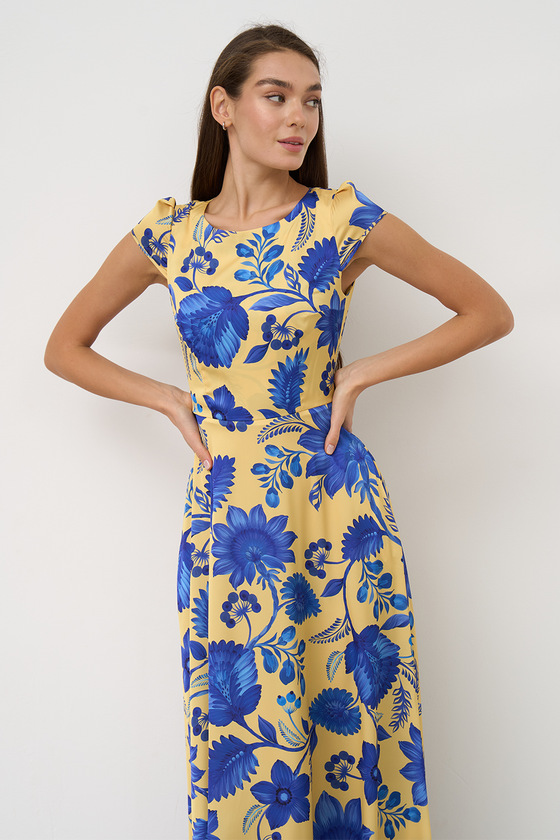 Maxi dress with Petrikovskaya painting 4 - интернет-магазин Natali Bolgar