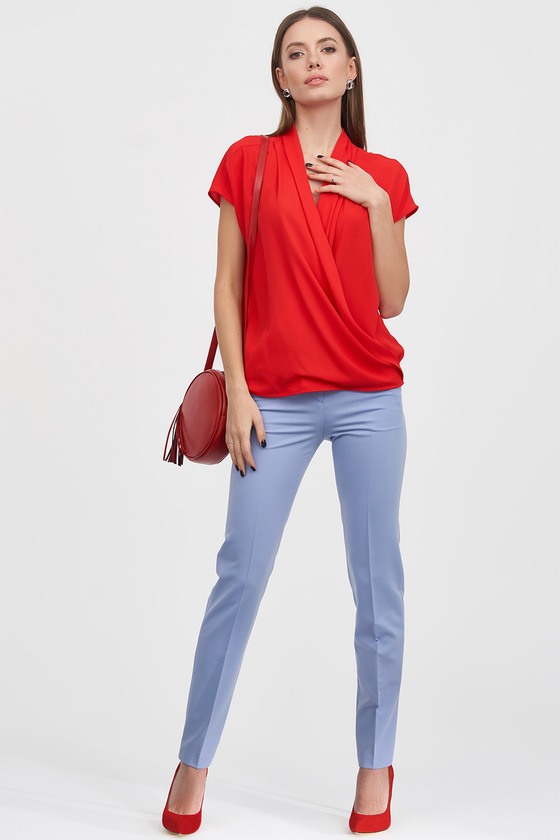 Зауженные брюки голубого цвета 4 - интернет-магазин Natali Bolgar