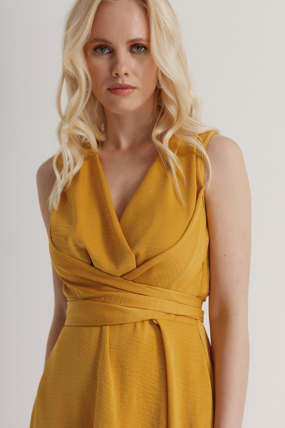 Платье желтого цвета на запах  1 - интернет-магазин Natali Bolgar