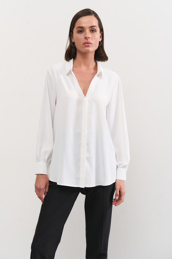 Біла блузка з поясом - интернет-магазин Natali Bolgar