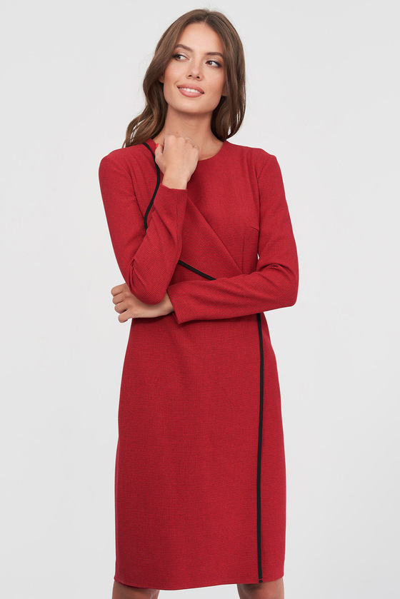 Красное платье с контрастным кантом 3 - интернет-магазин Natali Bolgar