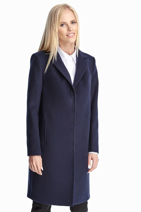 Прямое пальто темно-синего цвета - интернет-магазин Natali Bolgar