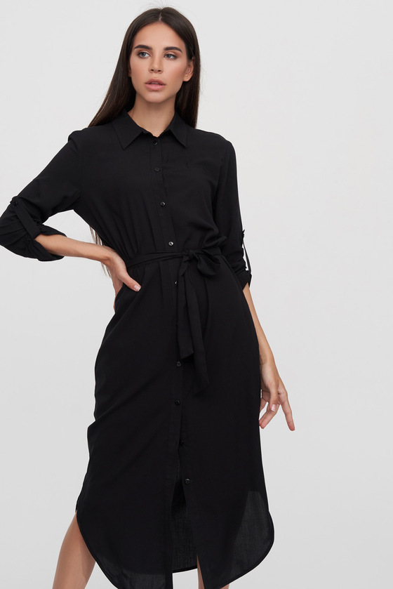Платье-рубашка черного цвета 1 - интернет-магазин Natali Bolgar