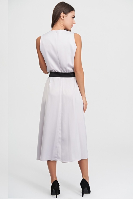 Платье с контрастной вставкой жемчужно-серого цвета 2 - интернет-магазин Natali Bolgar