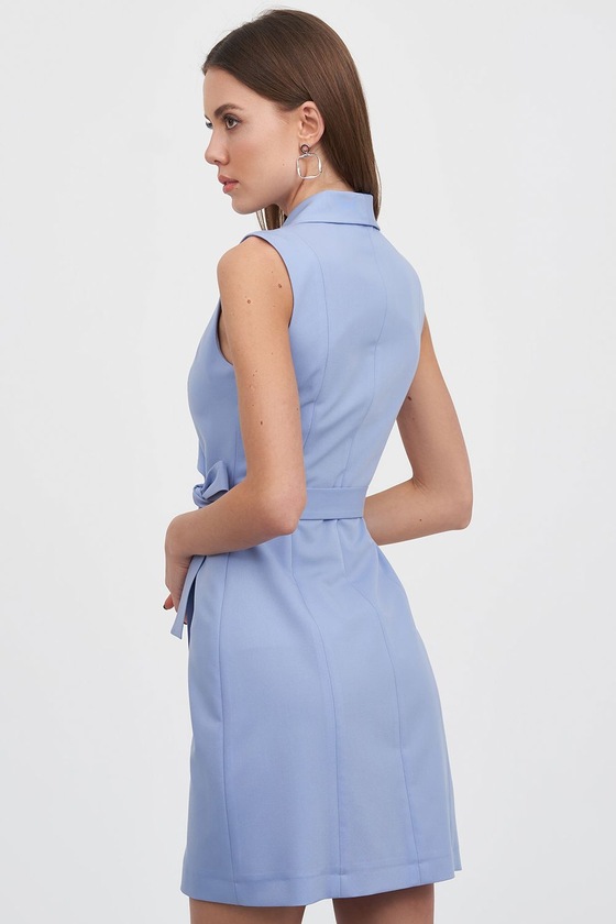 Платье-жилет на запах голубого цвета 2 - интернет-магазин Natali Bolgar