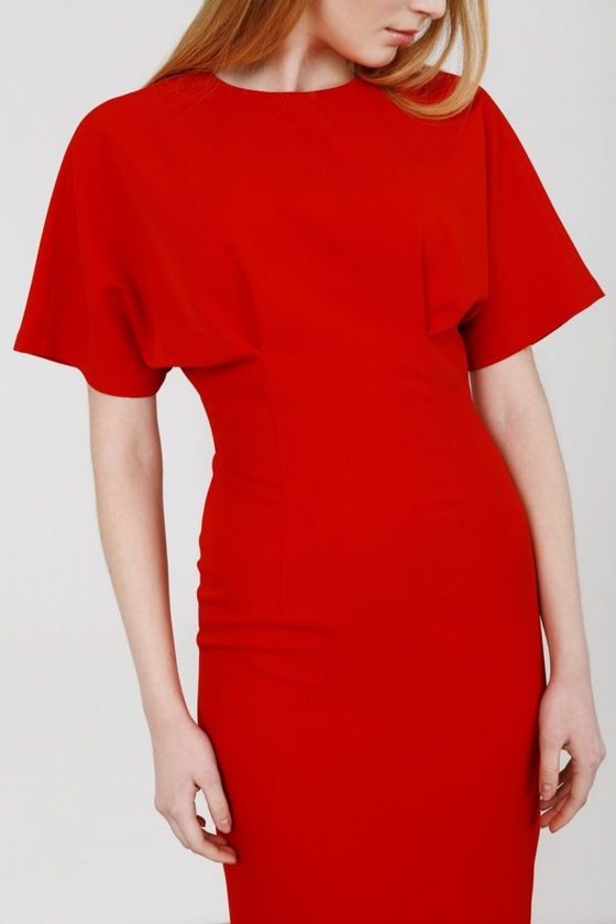 Платье с защипами красного цвета 2 - интернет-магазин Natali Bolgar