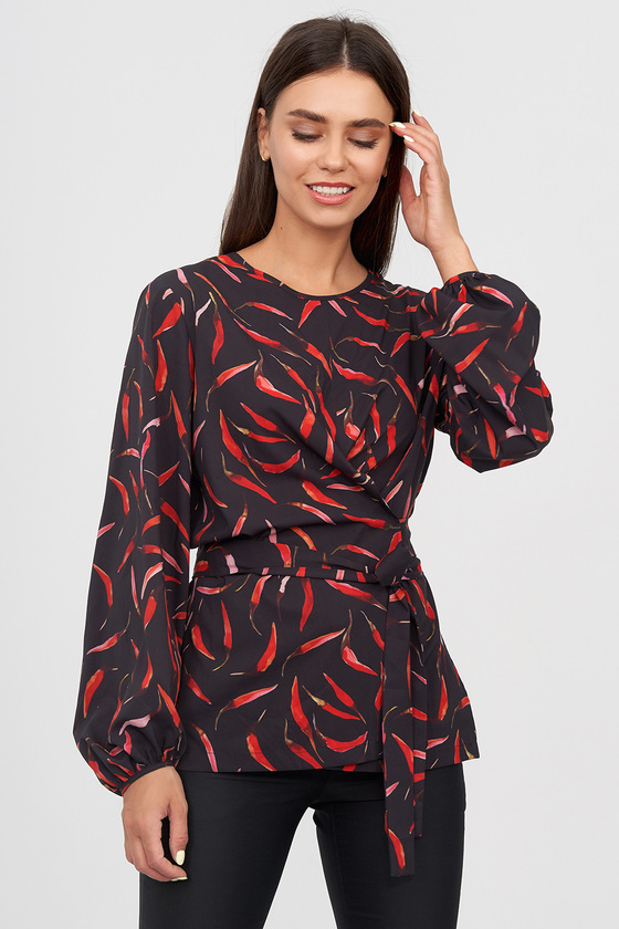 Блуза черного цвета в принте 2 - интернет-магазин Natali Bolgar