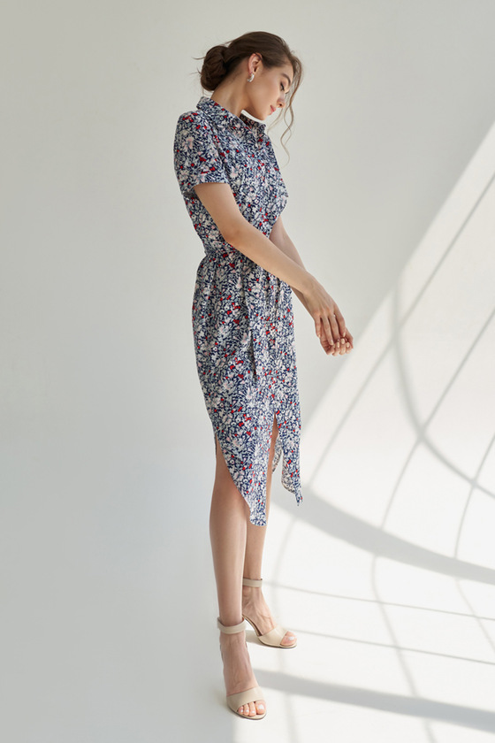 Платье-рубашка с мелким цветочным принтом 3 - интернет-магазин Natali Bolgar