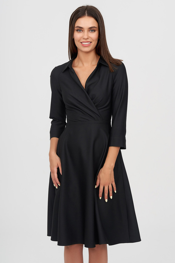 Платье черного цвета с драпировкой 1 - интернет-магазин Natali Bolgar
