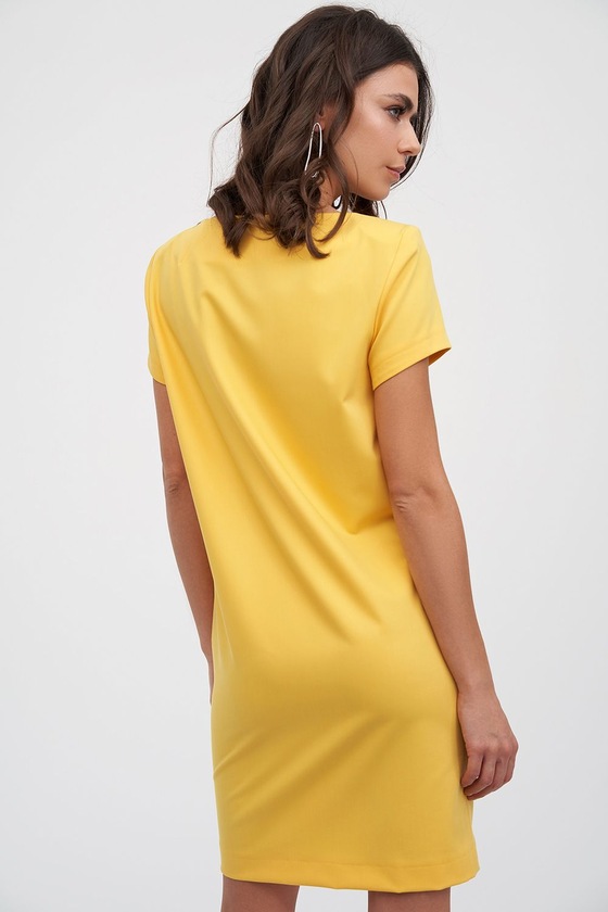 Прямое платье с карманами желтого цвета 2 - интернет-магазин Natali Bolgar