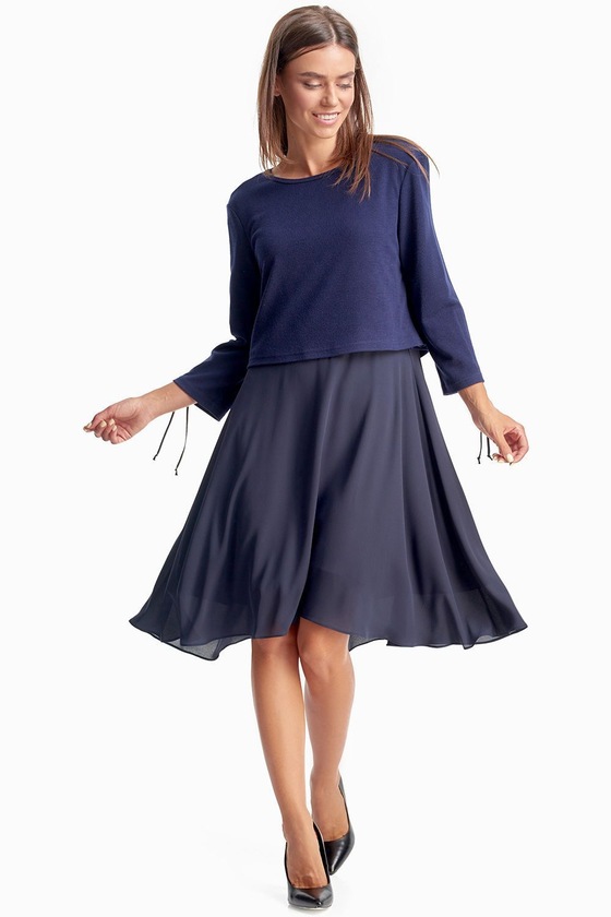 Комбинированное платье синего цвета 3 - интернет-магазин Natali Bolgar