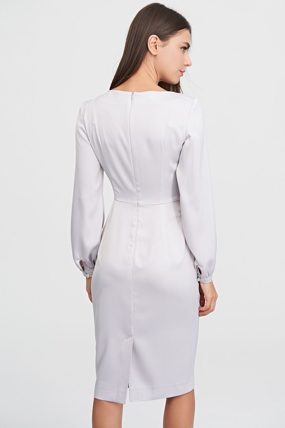 Платье-футляр со складками жемчужно-серого цвета 2 - интернет-магазин Natali Bolgar