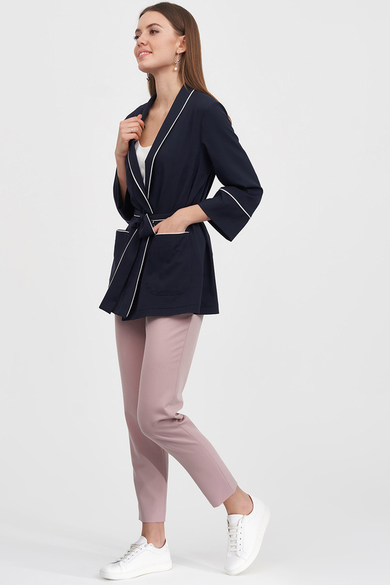 Жакет в пижамном стиле темно-синего цвета 3 - интернет-магазин Natali Bolgar