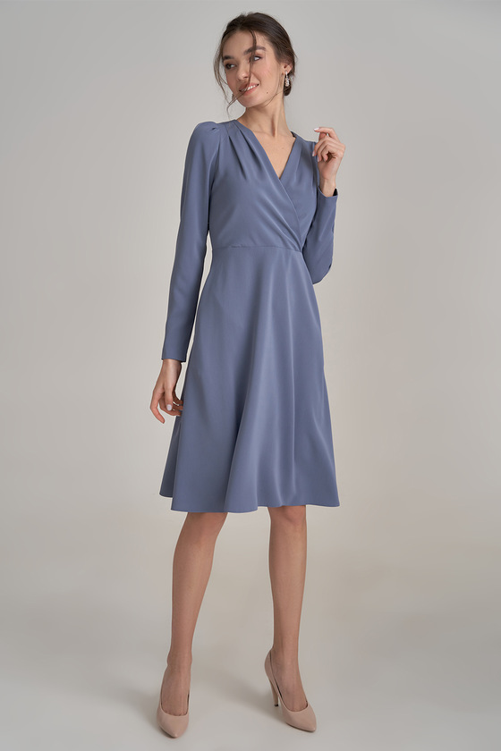 Платье серо-голубого цвета с лифом на запах 2 - интернет-магазин Natali Bolgar