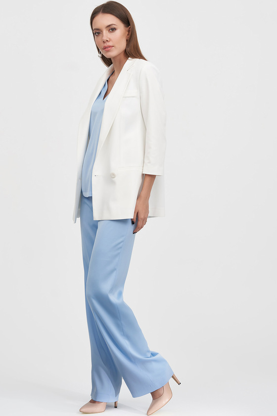 Широкі штани з атласу блакитного кольору - интернет-магазин Natali Bolgar