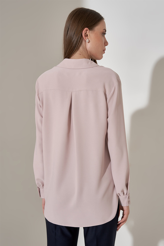 Свободная блуза пудрового цвета с длинным рукавом 2 - интернет-магазин Natali Bolgar