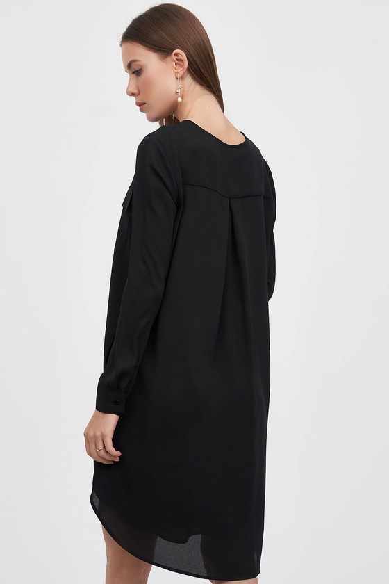 Платье рубашка черного цвета с поясом 3 - интернет-магазин Natali Bolgar