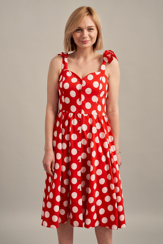 Платье красного цвета в горох 1 - интернет-магазин Natali Bolgar