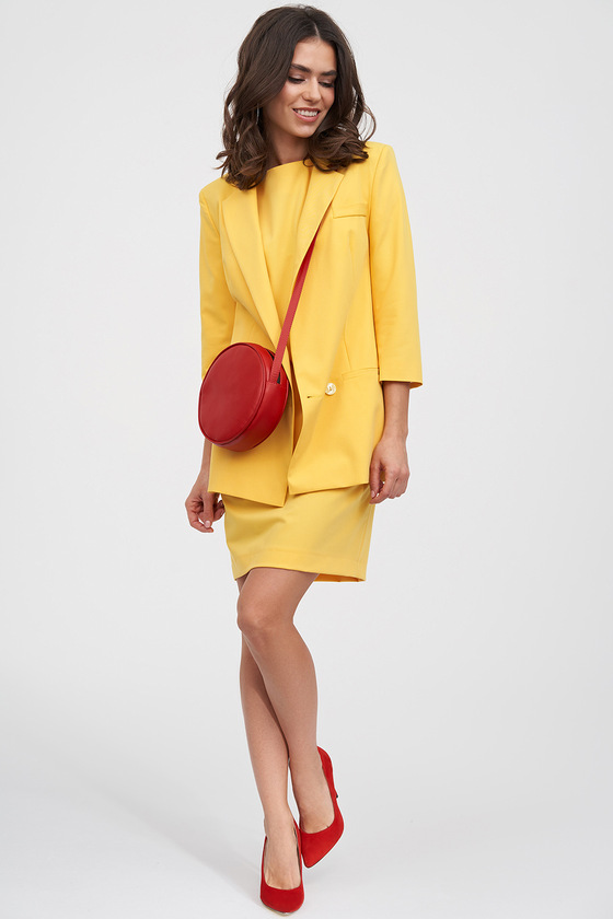Удлиненный двубортный жакет желтого цвета 7 - интернет-магазин Natali Bolgar