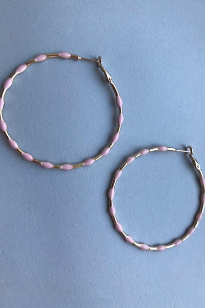 Серьги-кольца с розовой эмалью  – Natali Bolgar