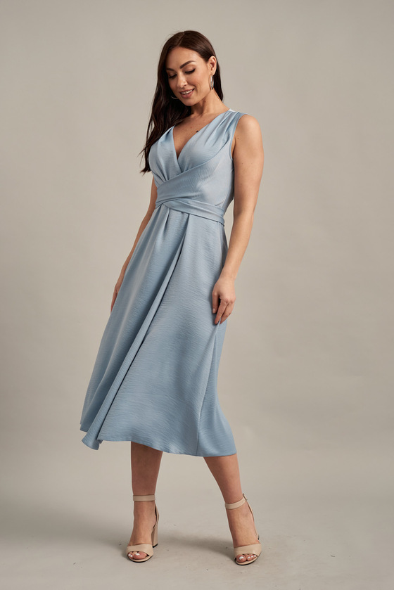 Платье голубого цвета на запах  2 - интернет-магазин Natali Bolgar
