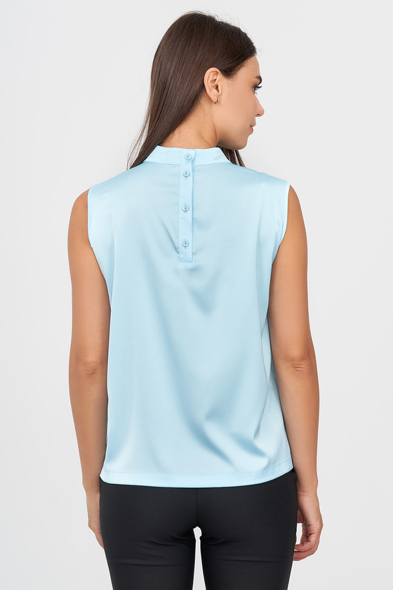 Шелковая блуза без рукавов голубого цвета 1 - интернет-магазин Natali Bolgar