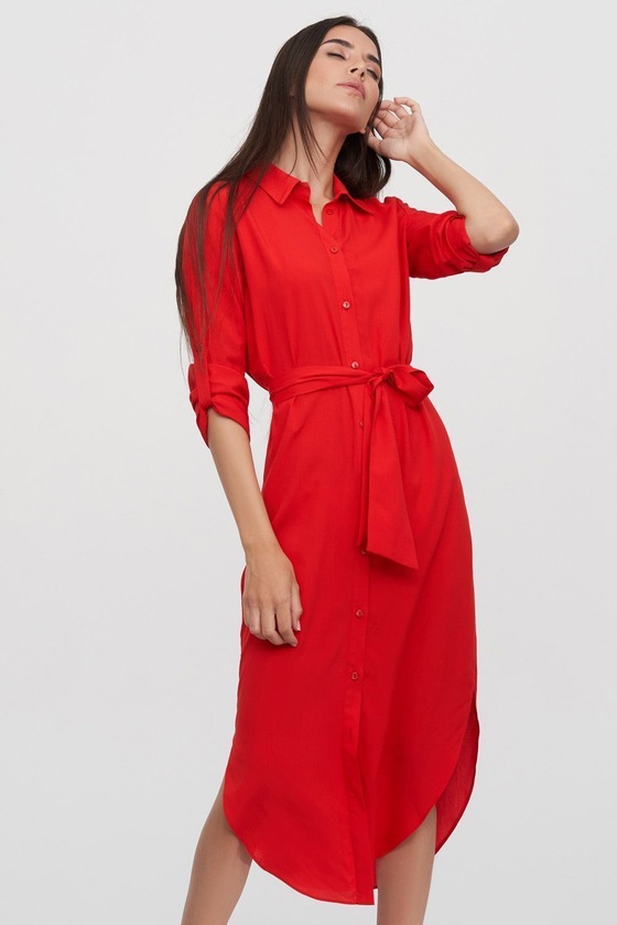 Платье-рубашка красного цвета 1 - интернет-магазин Natali Bolgar