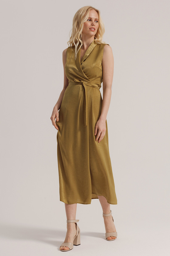 Платье оливкового цвета на запах  5 - интернет-магазин Natali Bolgar
