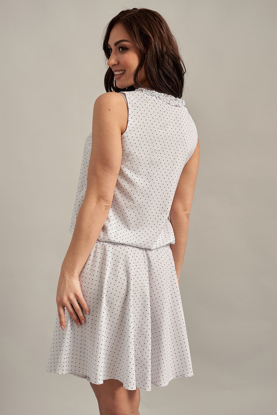 Белое платье с V-образным вырезом без рукавов 2 - интернет-магазин Natali Bolgar