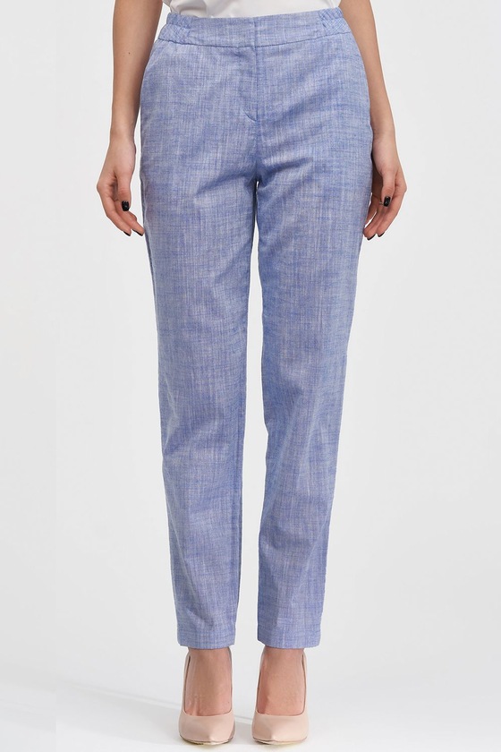 Льняные брюки голубого цвета 1 - интернет-магазин Natali Bolgar