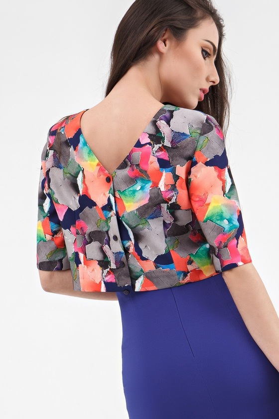 Укороченная блуза с абстрактным принтом 1 - интернет-магазин Natali Bolgar