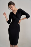 Платье миди черного цвета с V-образным вырезом 1 - интернет-магазин Natali Bolgar