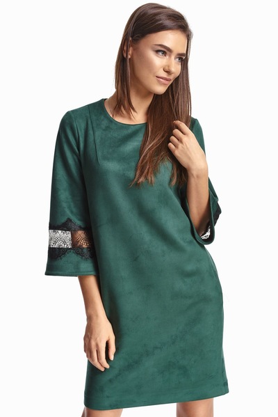 Зеленое платье с кружевными вставками  – Natali Bolgar