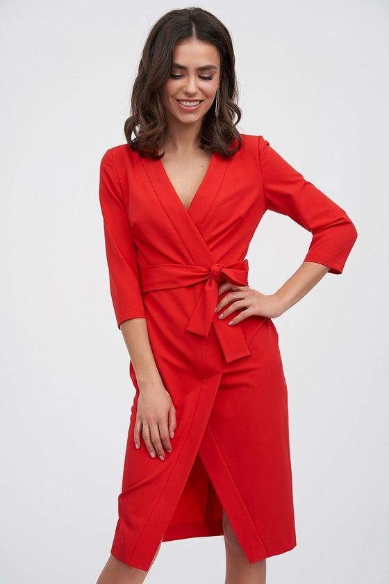 Платье красного цвета на запах 1 - интернет-магазин Natali Bolgar